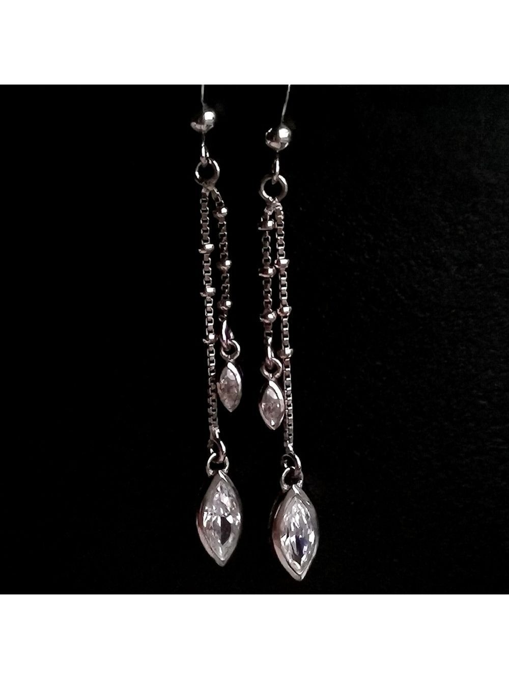 Sterling silver CZ Long Dangle drop earrings 🆕 - Picture 4 of 4